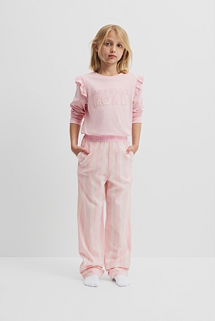 Australian Cotton Long Sleeve Stripe Logo Pyjama Set
