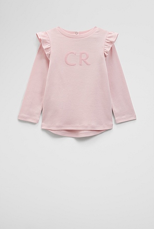 Long Sleeve Logo Frill T-Shirt