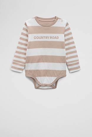Spliced Stripe Long Sleeve Bodysuit