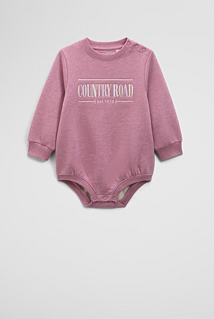 Organically Grown Cotton Logo Oversized Long Sleeve Bodysuit