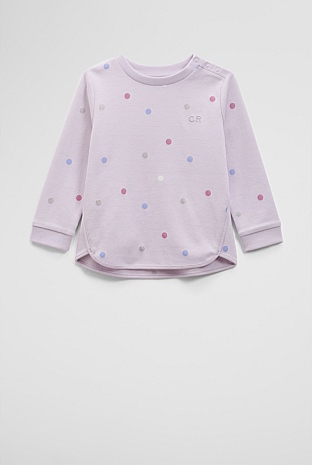 Organically Grown Cotton Long Sleeve Sequin Logo T-Shirt