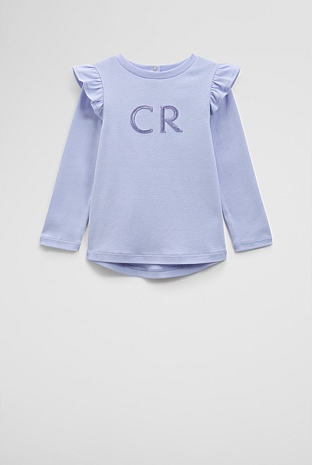 Long Sleeve Logo Frill T-Shirt