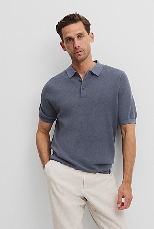 Short Sleeve Good Earth Cotton Pique Knit Polo