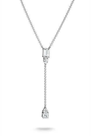 Bold Y Chain With Stones In Silver