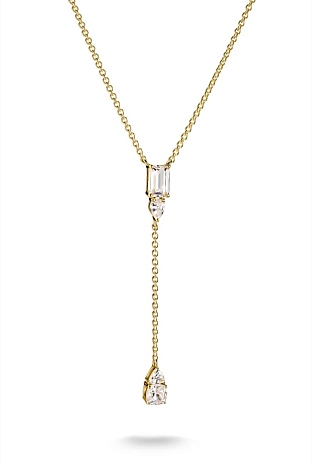 Bold Y Chain With Stones In Gold