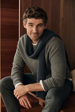 Australian Merino Wool Textured Crew Neck Knit