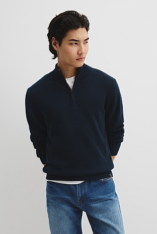 Australian Good Earth Cotton Half Zip Knit