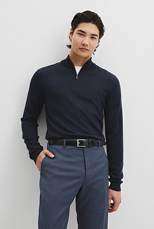 Australian Merino Long Sleeve Vam Half Zip Knit