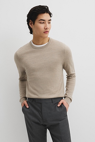 Australian Merino Wool Long Sleeve Crew Neck Knit