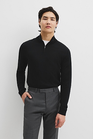 Australian Merino Long Sleeve Vam Half Zip Knit
