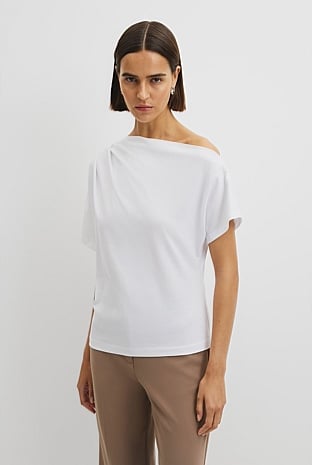 Australian Cotton One Shoulder T-Shirt