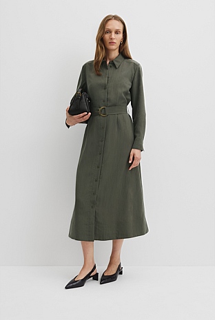 Belted Midi Shirt Dress