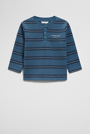 Organically Grown Cotton Stripe Long Sleeve Pique T-Shirt