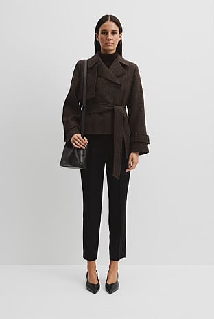 Check Wool Trench