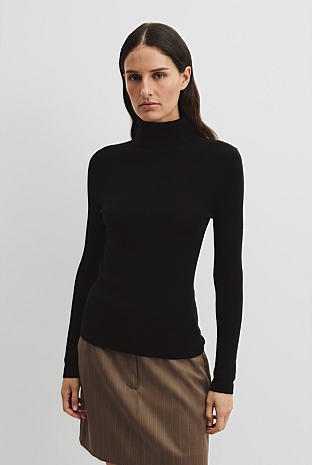 Wool Silk Roll Neck