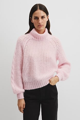 Lofty Merino Wool Funnel Neck Knit