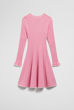 Organically Grown Cotton Ruffle Knit Dress