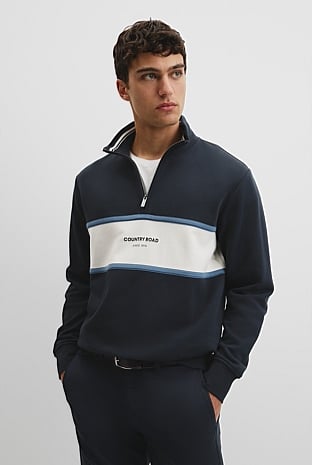 Australian Cotton Modern Logo Quarter Zip Sweat