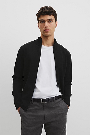 Australian Cotton Silk Blend Zip Through Knit Jacket