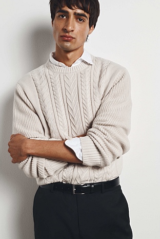 Australian Good Earth Cotton Cable Crew Neck Knit