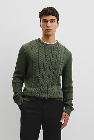 Australian Good Earth Cotton Cable Crew Neck Knit