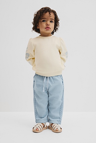 Scalloped Chambray Pant
