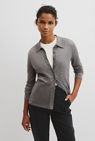 Merino Long Sleeve Knit Shirt