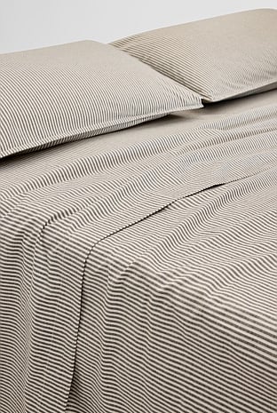 Brae Australian Cotton Stripe Queen Flat Sheet