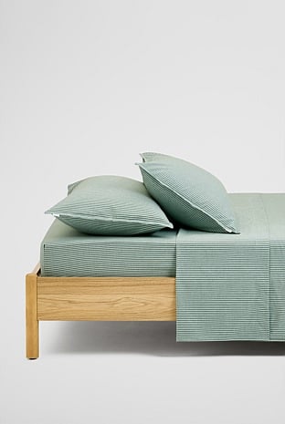 Brae Australian Cotton Stripe Queen Flat Sheet