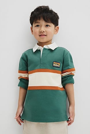 Organically Grown Cotton Panel Stripe Rugby
