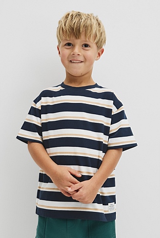 Australian Cotton Oversized Stripe Short Sleeve Tee
