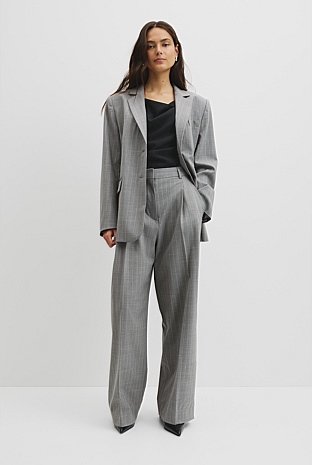 Wool Blend Tailored Pinstripe Pant