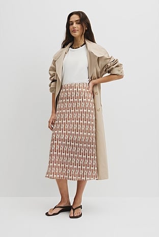 Print Bias Midi Skirt
