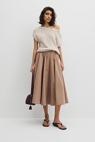 Parachute Midi Zip Skirt