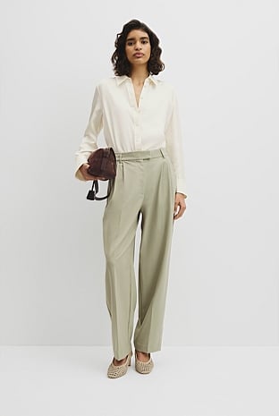 Wool Blend Tailored Pant