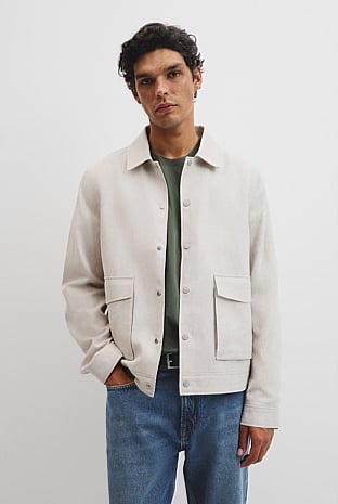 Linen Cotton Blend Button Jacket