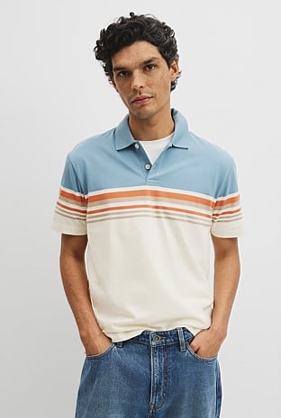 Australian Cotton Short Sleeve Engineered Button Polo