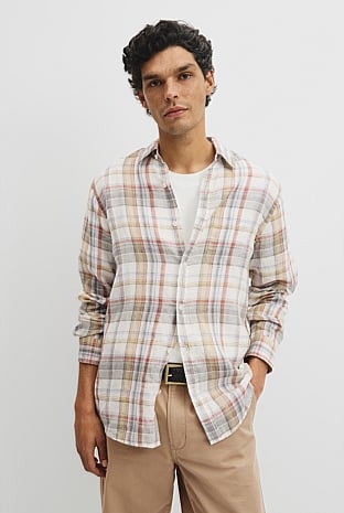 Regular Fit Linen Check Shirt