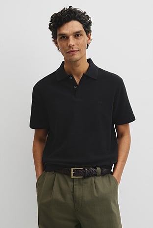 Short Sleeve Waffle Button Polo