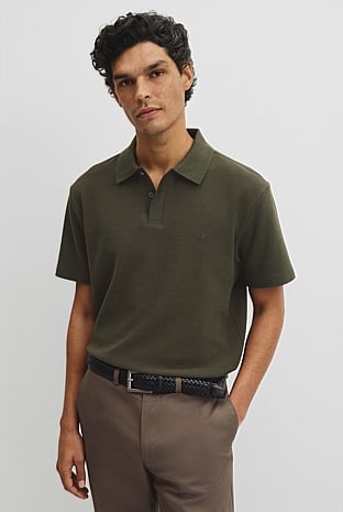 Short Sleeve Waffle Button Polo