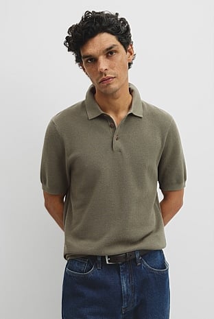 Short Sleeve Good Earth Cotton Pique Knit Polo
