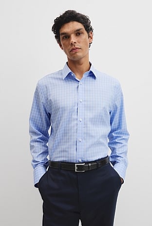 Long Sleeve Regular Check Travel Shirt