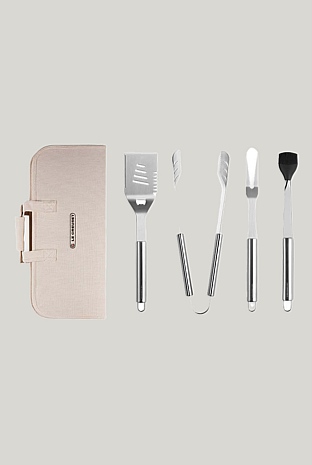 Stainless Steel Set Of 4 Bbq Tools & Bag