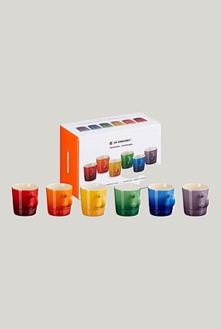 Stoneware Rainbow Set Of 6 Mugs 100ml