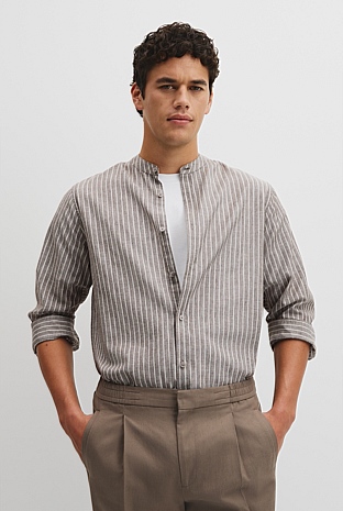 Regular Fit Cotton Linen Standard Collar Shirt