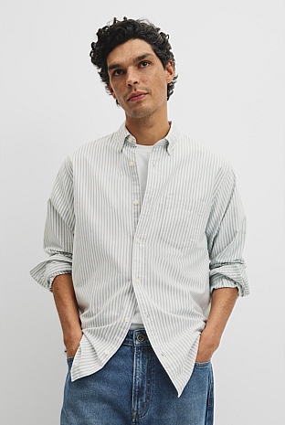 Regular Fit Australian Good Earth Cotton Oxford Stripe Shirt