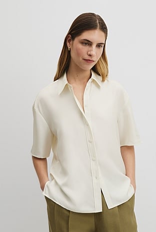 Short Sleeve Washable Silk Shirt