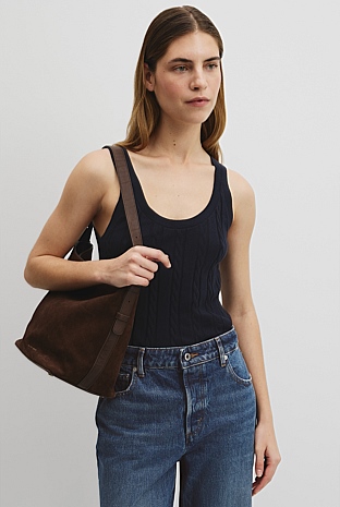 Organically Grown Cotton Blend Cable Knit Tank
