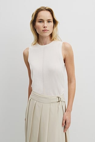 Pointelle Detail Neck Tank
