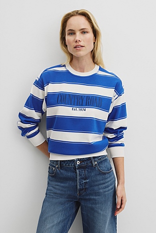 Australian Cotton Stripe Country Road Logo Sweat